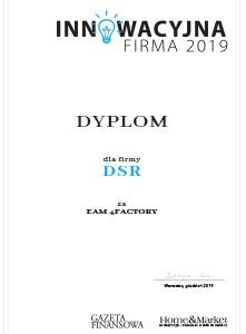 Innowacyjna firma - dyplom dla DSR