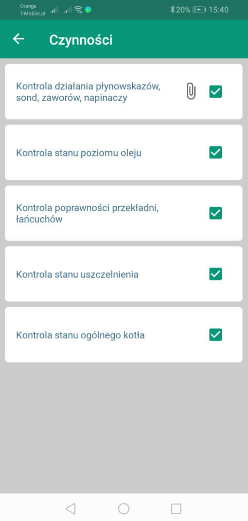 Listy kontrolne czynności dla przeglądów prewencyjnych - aplikacja mobilna