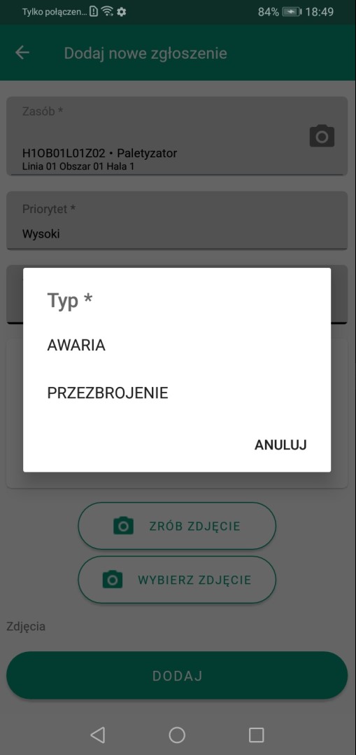 Wybrane typy zgłoszeń widoczne w aplikacji mobilnej cz.2